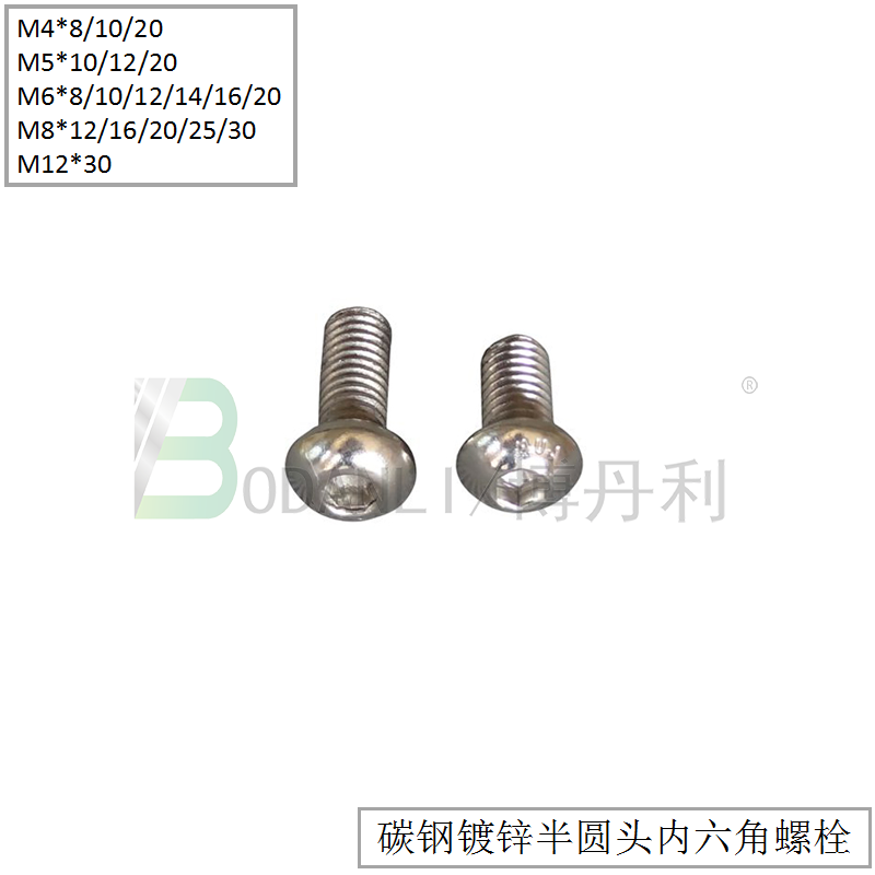 博丹利 半圓頭內(nèi)六角螺栓 銀白